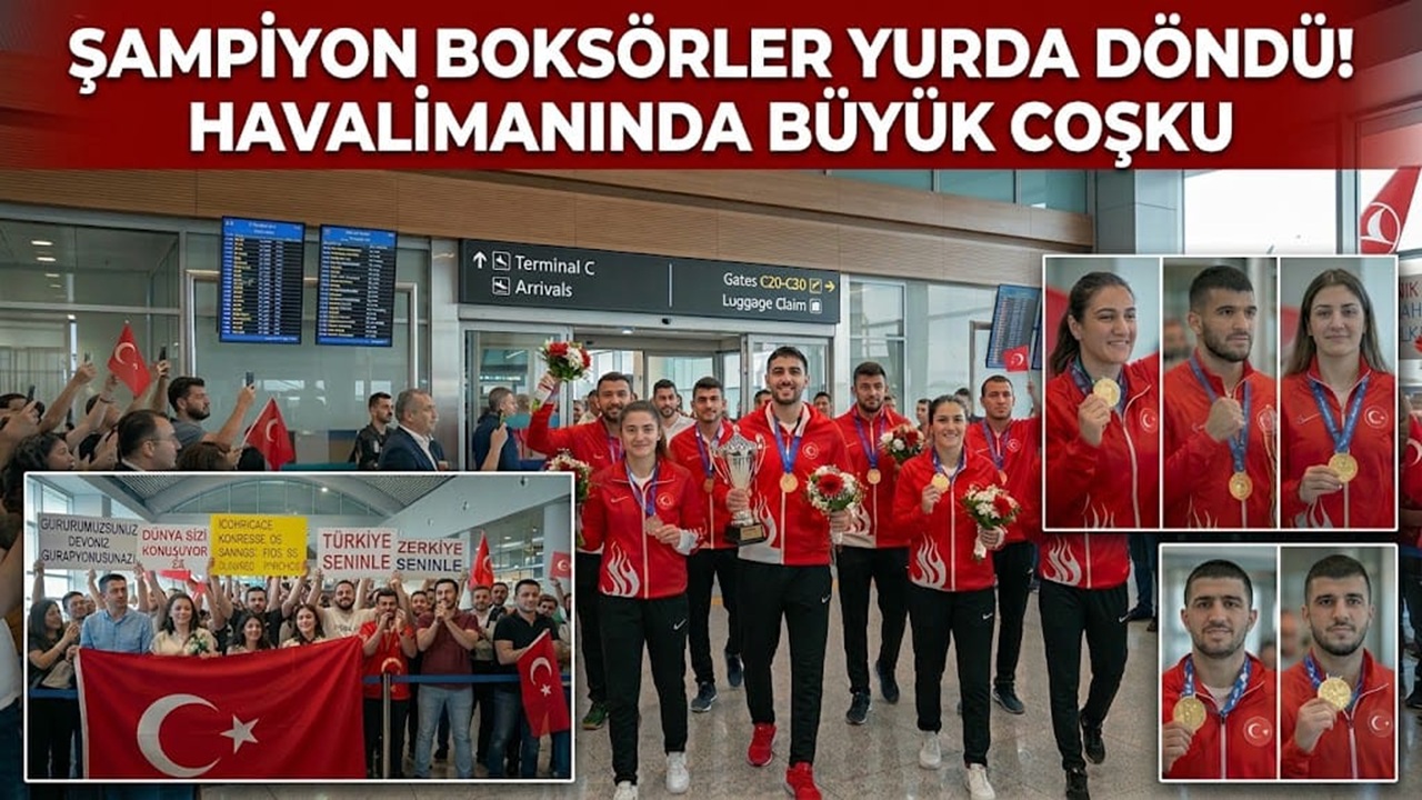 Avrupa Fatihleri Yurda Döndü: Milli Boksörlere Sabiha Gökçen’de Coşkulu Karşılama